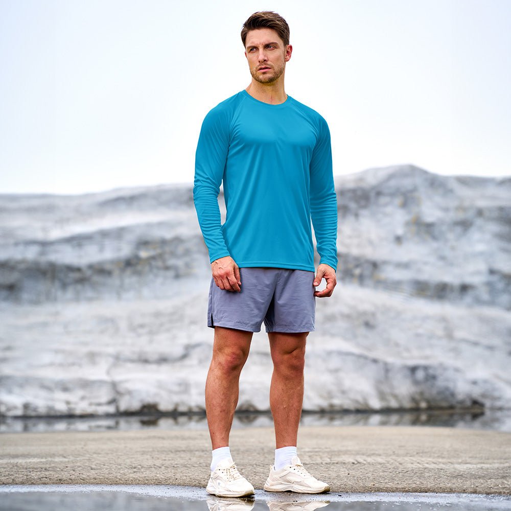 Blue Green Men's UPF 50+ Quick Dry Shirt - Sun Protection for Hiking - MAGCOMSEN