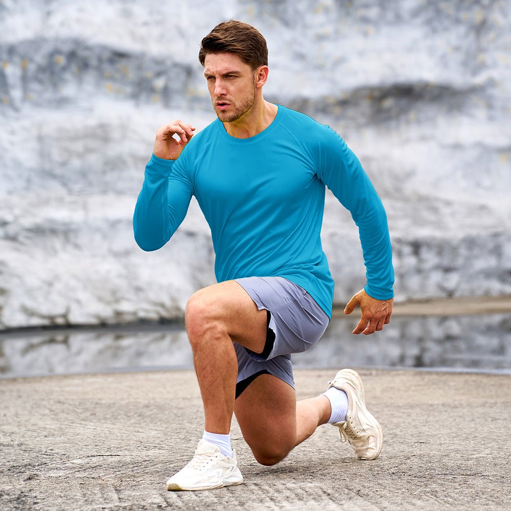 Blue Green Men's UPF 50+ Quick Dry Shirt - Sun Protection for Hiking - MAGCOMSEN