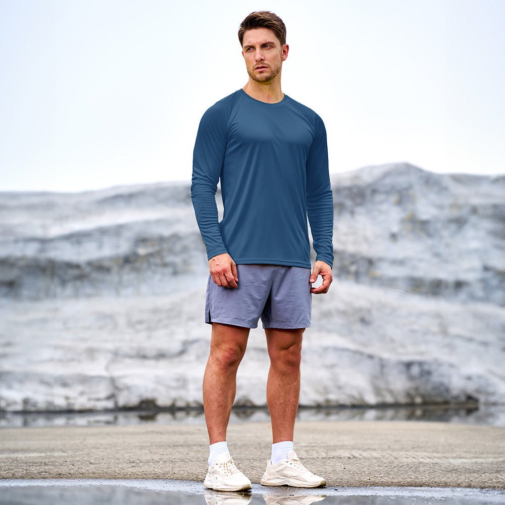 Blue Grey Men's UPF 50+ Quick Dry Shirt - Sun Protection for Hiking - MAGCOMSEN