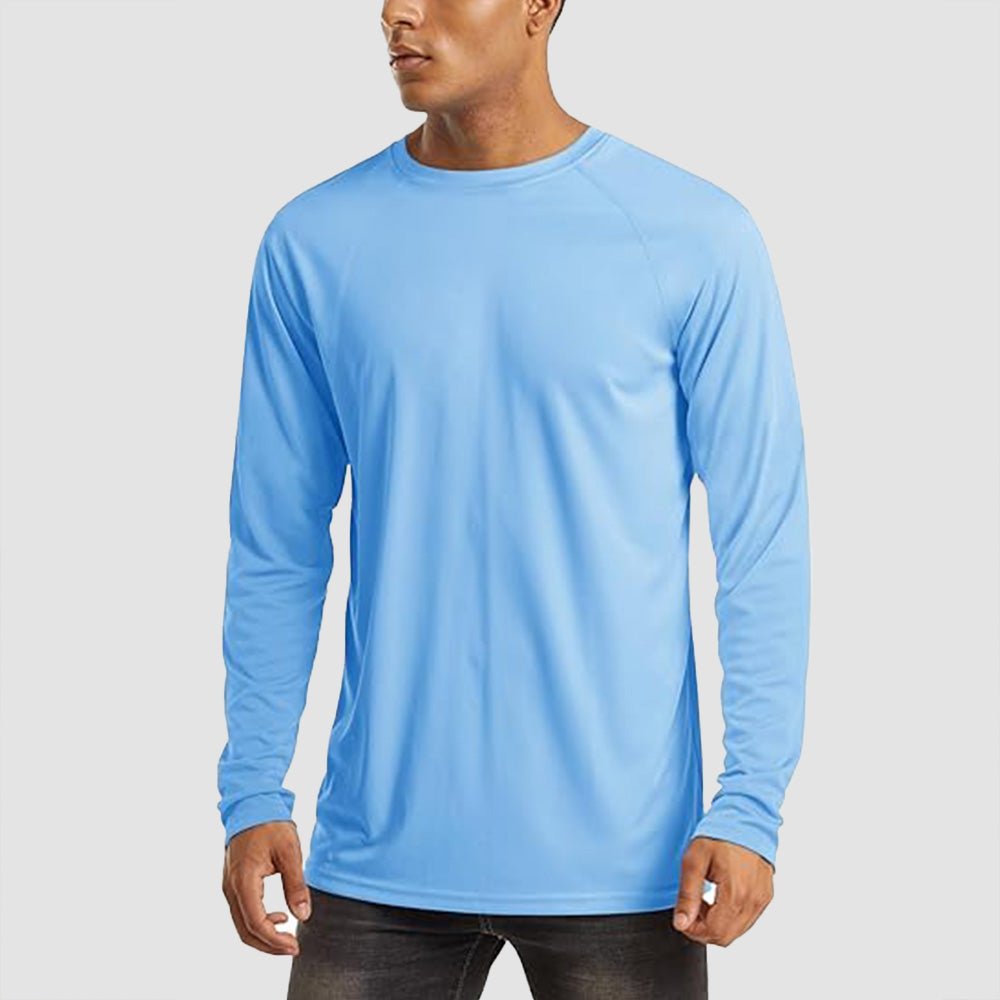 Blue MAGCOMSEN Men's UPF 50+ Quick Dry Shirt - Sun Protection for Hiking