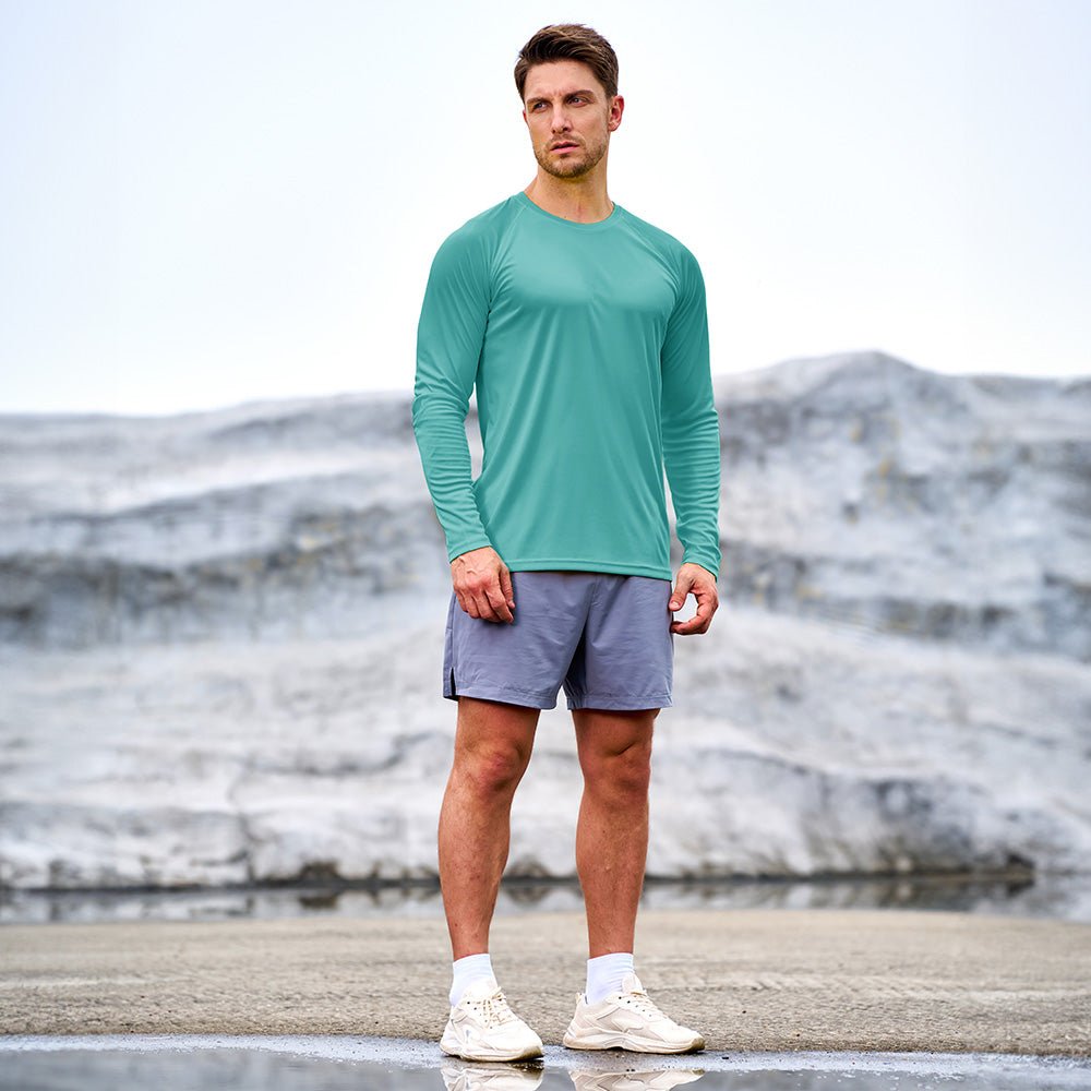 Grey Green Men's UPF 50+ Quick Dry Shirt - Sun Protection for Hiking - MAGCOMSEN