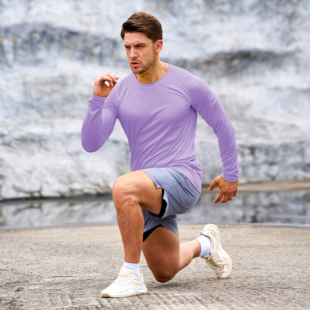 Light Purple Men's UPF 50+ Quick Dry Shirt - Sun Protection for Hiking - MAGCOMSEN