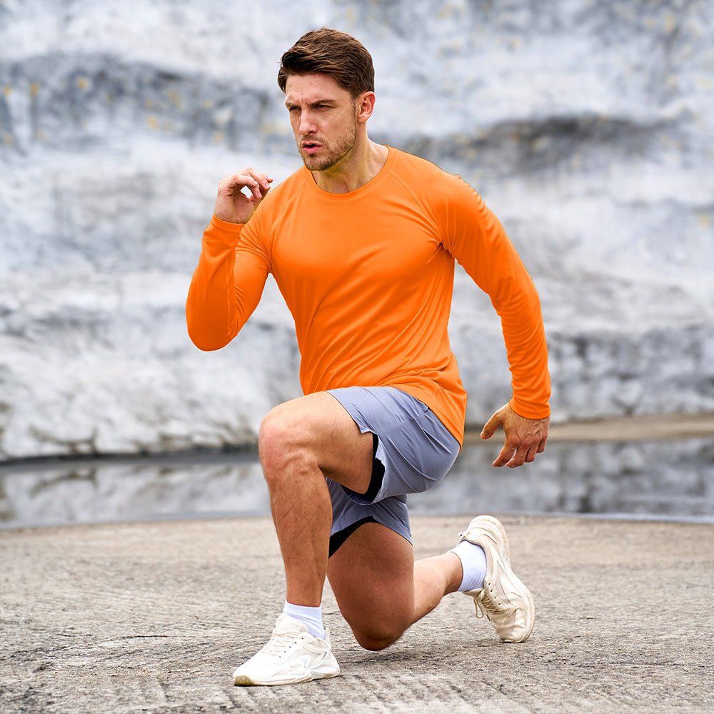 Orange Men's UPF 50+ Quick Dry Shirt - Sun Protection for Hiking - MAGCOMSEN
