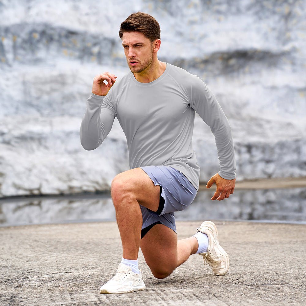 Grey Men's UPF 50+ Quick Dry Shirt - Sun Protection for Hiking - MAGCOMSEN