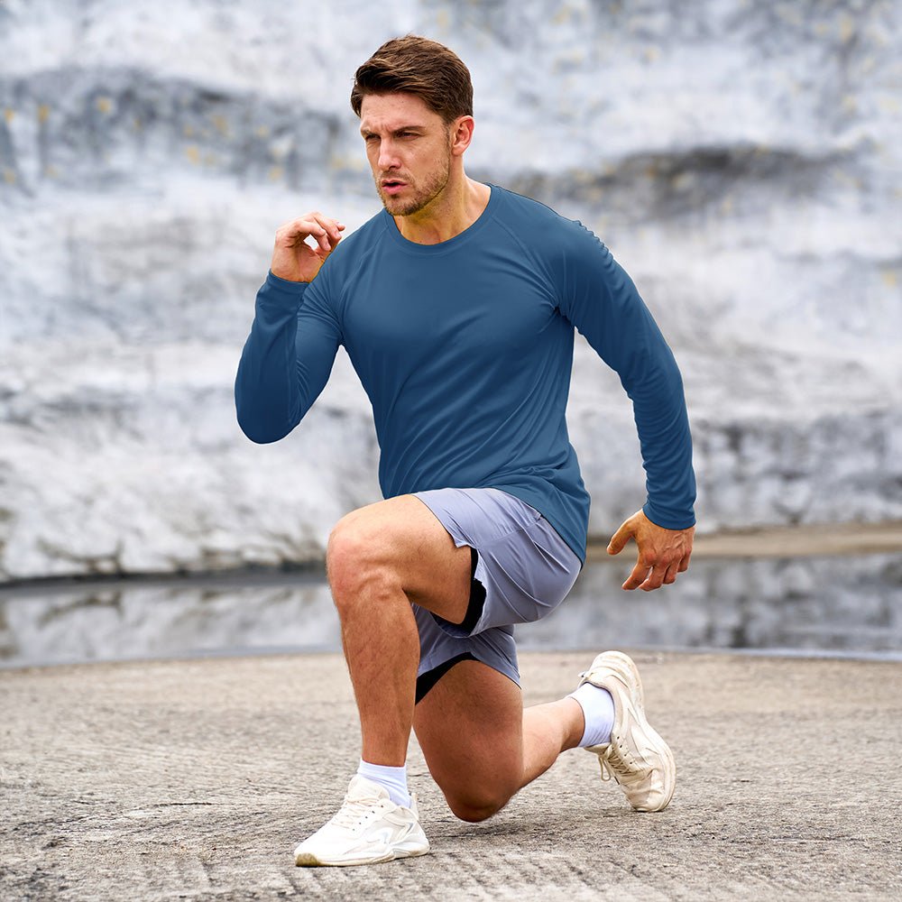 Blue Grey Men's UPF 50+ Quick Dry Shirt - Sun Protection for Hiking - MAGCOMSEN