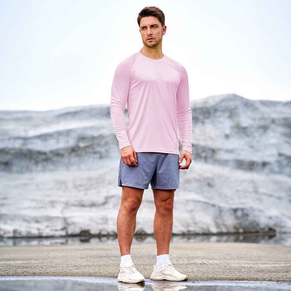 Light Pink Men's UPF 50+ Quick Dry Shirt - Sun Protection for Hiking - MAGCOMSEN