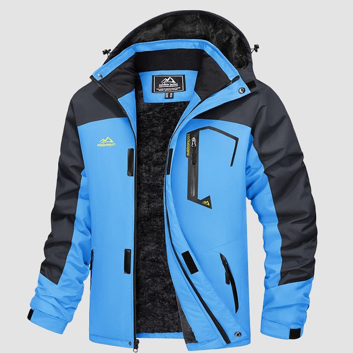 Light Blue Men's Water - Repellent Winter Ski Jacket with Fleece Lining - MAGCOMSEN