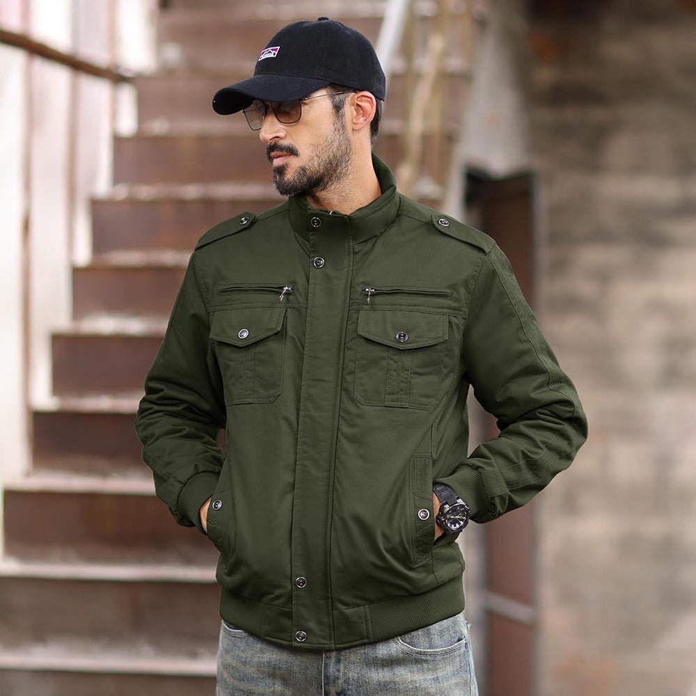 Army Green Men's Winter Military Cargo Jacket - Fleece Tactical Coat - MAGCOMSEN