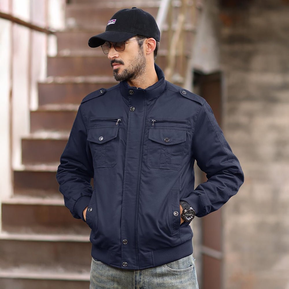Navy Men's Winter Military Cargo Jacket - Fleece Tactical Coat - MAGCOMSEN