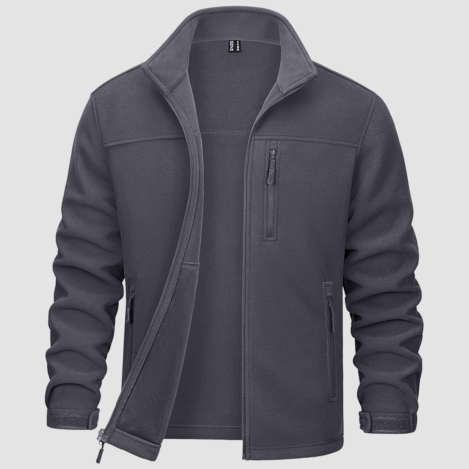 Dark Grey Men's Winter Fleece Jacket with 3 Pockets for Hiking & Outdoor