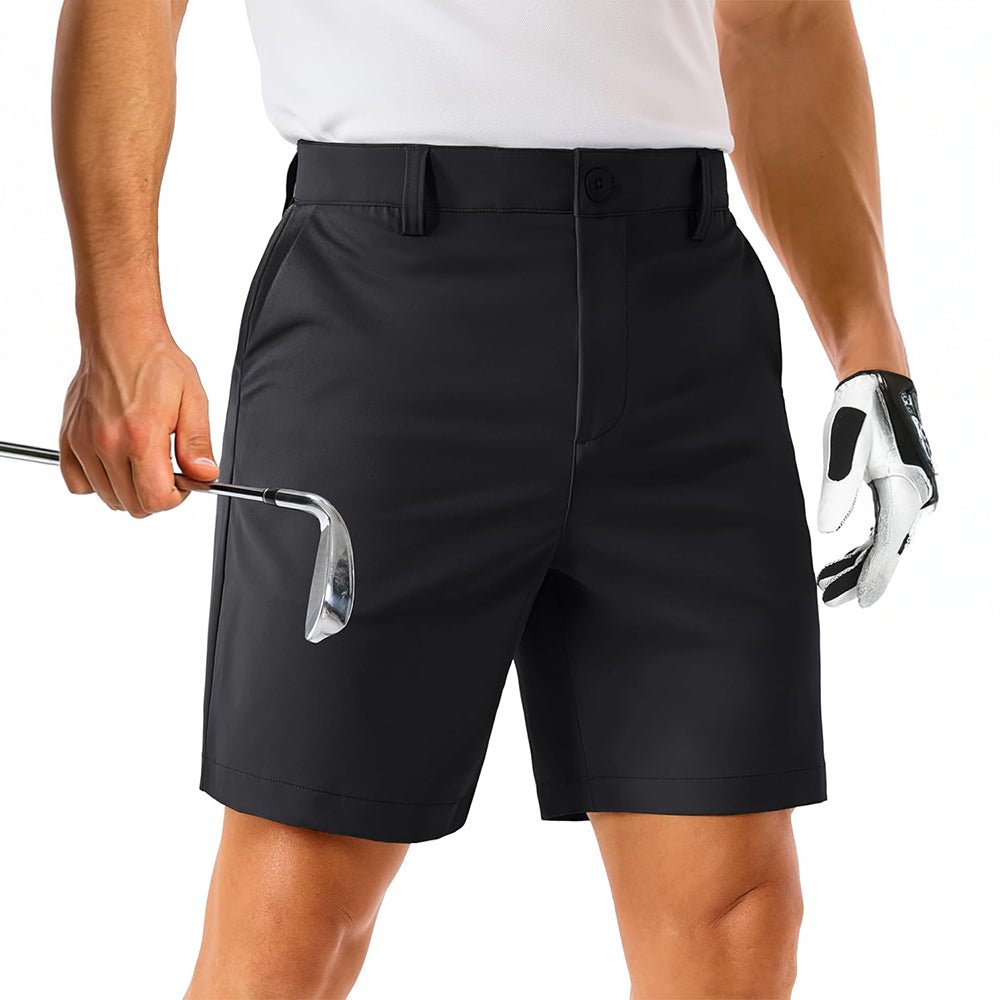 Black MAGCOMSEN Men's Lightweight Stretch Quick Dry Golf Shorts with 6 Pockets in #Color_Black