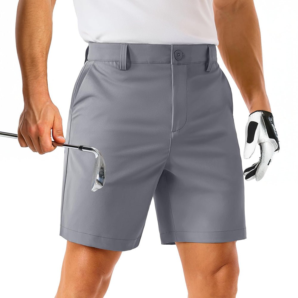 Light Grey MAGCOMSEN Men's Lightweight Stretch Quick Dry Golf Shorts with 6 Pockets in #Color_Light Grey