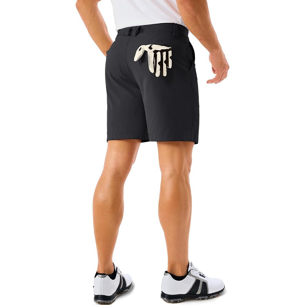 Black MAGCOMSEN Men's Lightweight Stretch Quick Dry Golf Shorts with 6 Pockets in #Color_Black