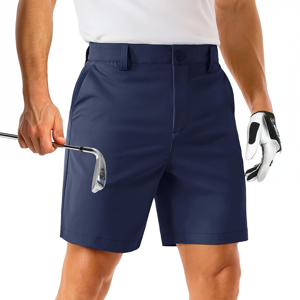 Navy MAGCOMSEN Men's Lightweight Stretch Quick Dry Golf Shorts with 6 Pockets in #Color_Navy