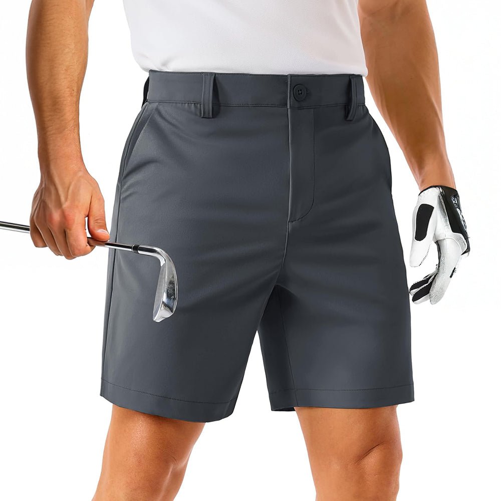 Dark Grey MAGCOMSEN Men's Lightweight Stretch Quick Dry Golf Shorts with 6 Pockets in #Color_Dark Grey