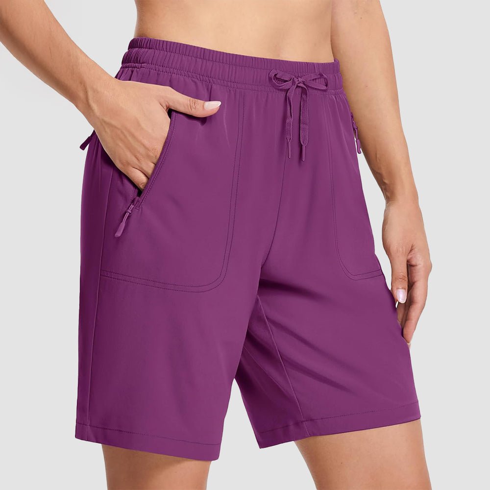 【New In】 Women’s 8″ Water‑Resistant Hiking Golf Shorts 3 Zipper Pockets - MAGCOMSEN