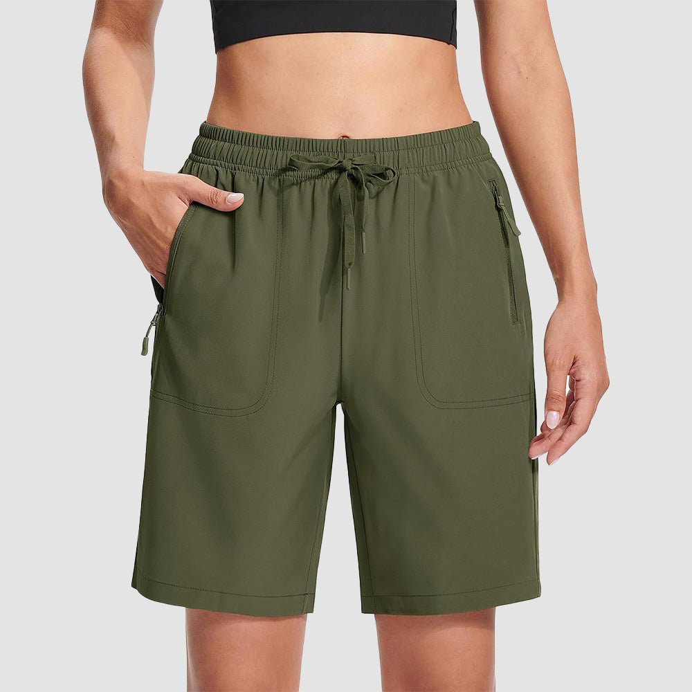 【New In】 Women’s 8″ Water‑Resistant Hiking Golf Shorts 3 Zipper Pockets - MAGCOMSEN