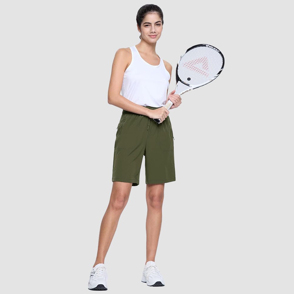 【New In】 Women’s 8″ Water‑Resistant Hiking Golf Shorts 3 Zipper Pockets - MAGCOMSEN