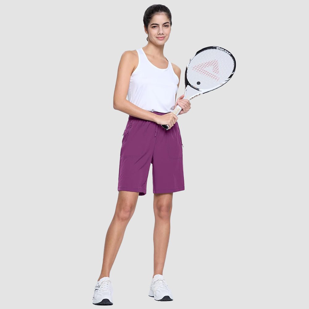 【New In】 Women’s 8″ Water‑Resistant Hiking Golf Shorts 3 Zipper Pockets - MAGCOMSEN