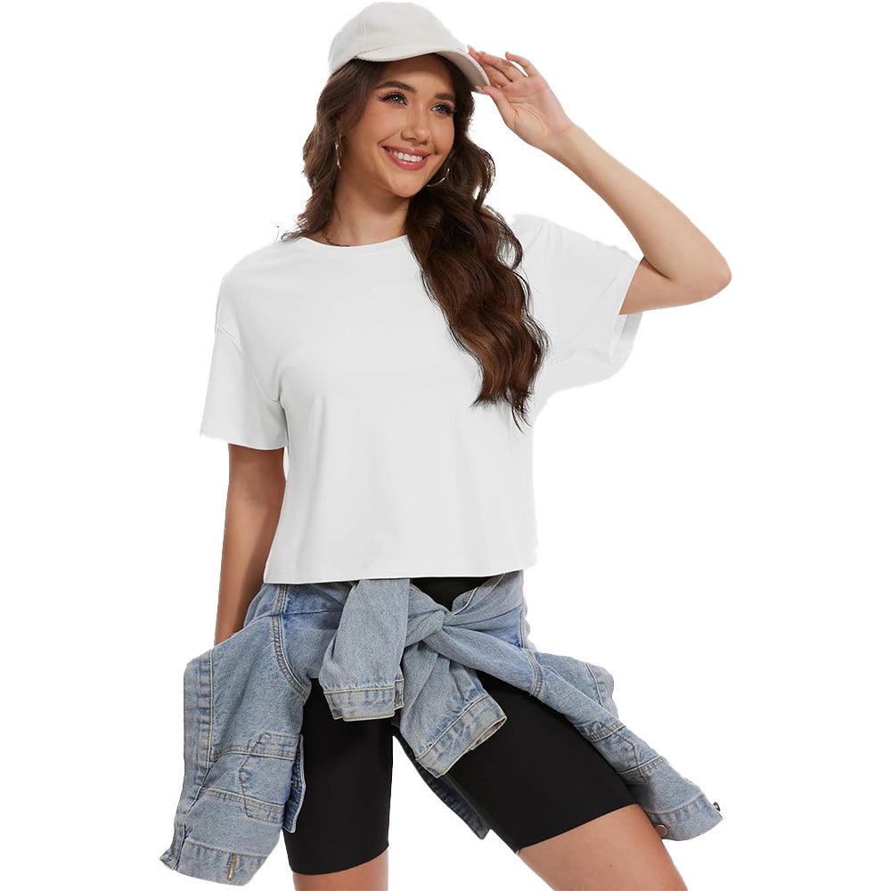 【New In】Women's Cotton UPF 50+ Summer Crop Top T-Shirt - MAGCOMSEN