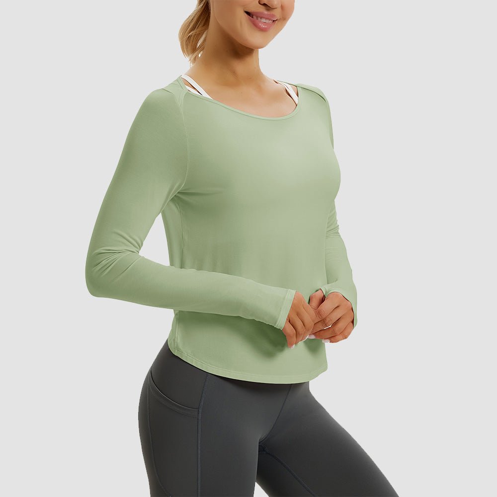 Light Purple Open Back Workout Tops - MAGCOMSEN