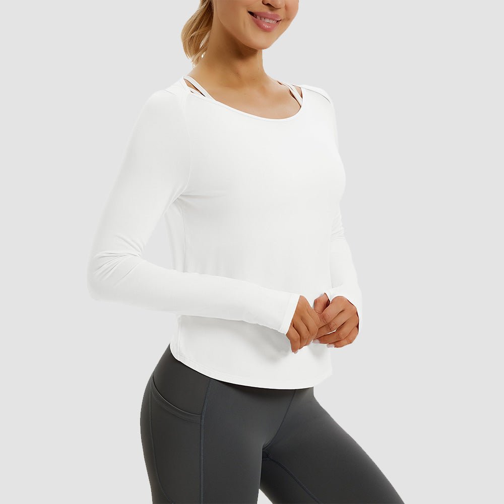 Black Open Back Workout Tops - MAGCOMSEN