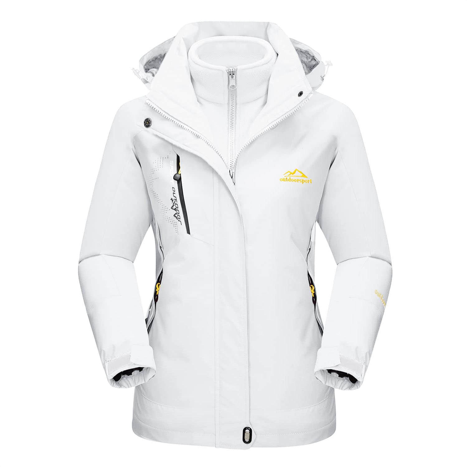 White Women's 3-in-1 Waterproof Ski Jacket with Fleece Liner - MAGCOMSEN