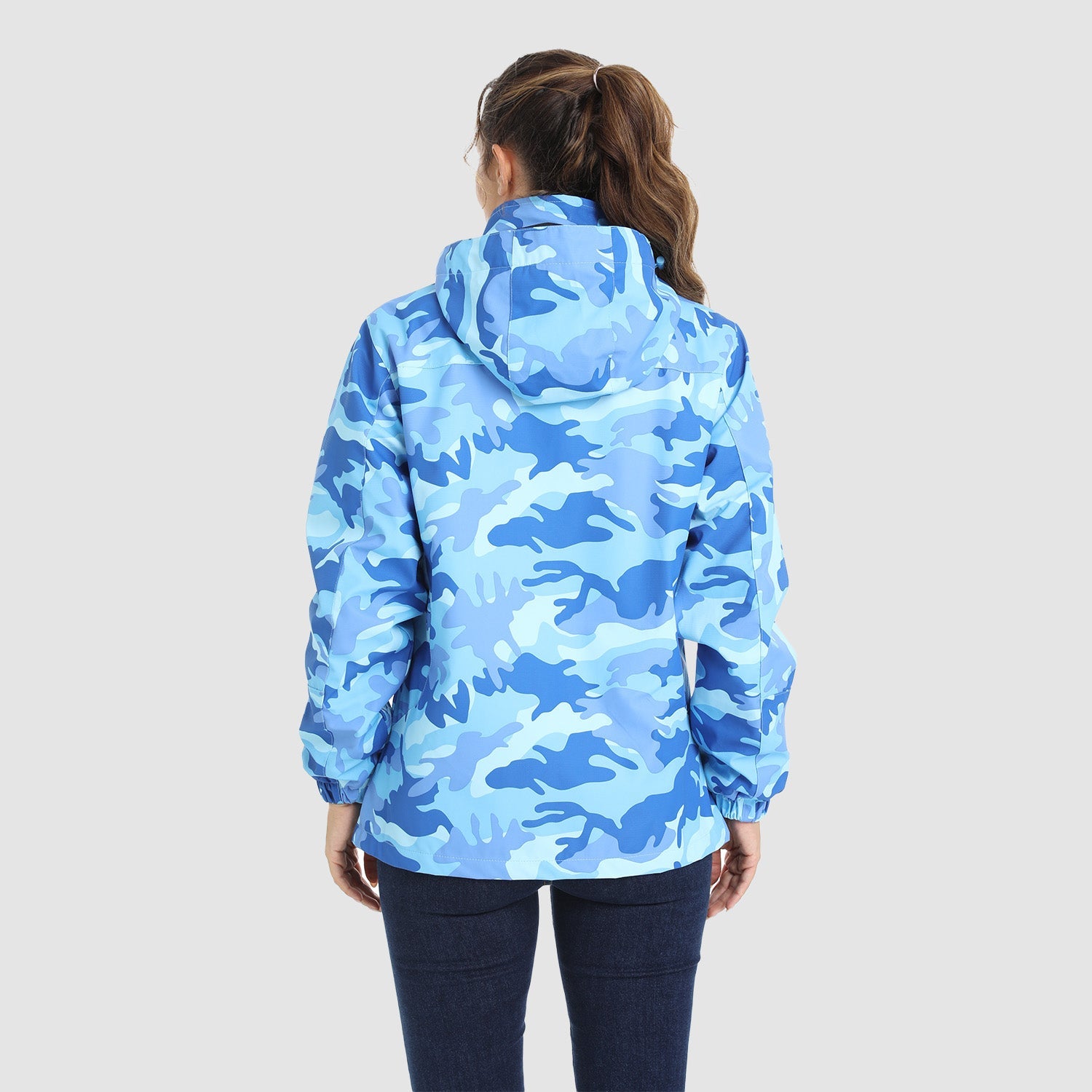 Blue Camo Women's 3-in-1 Waterproof Ski Jacket with Fleece Liner - MAGCOMSEN