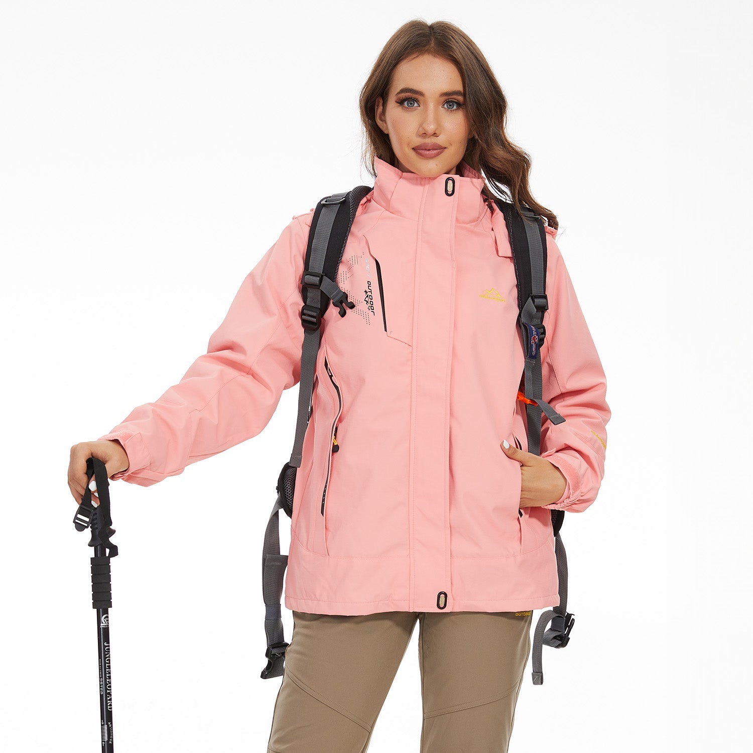 Pink Women's 3-in-1 Waterproof Ski Jacket with Fleece Liner - MAGCOMSEN