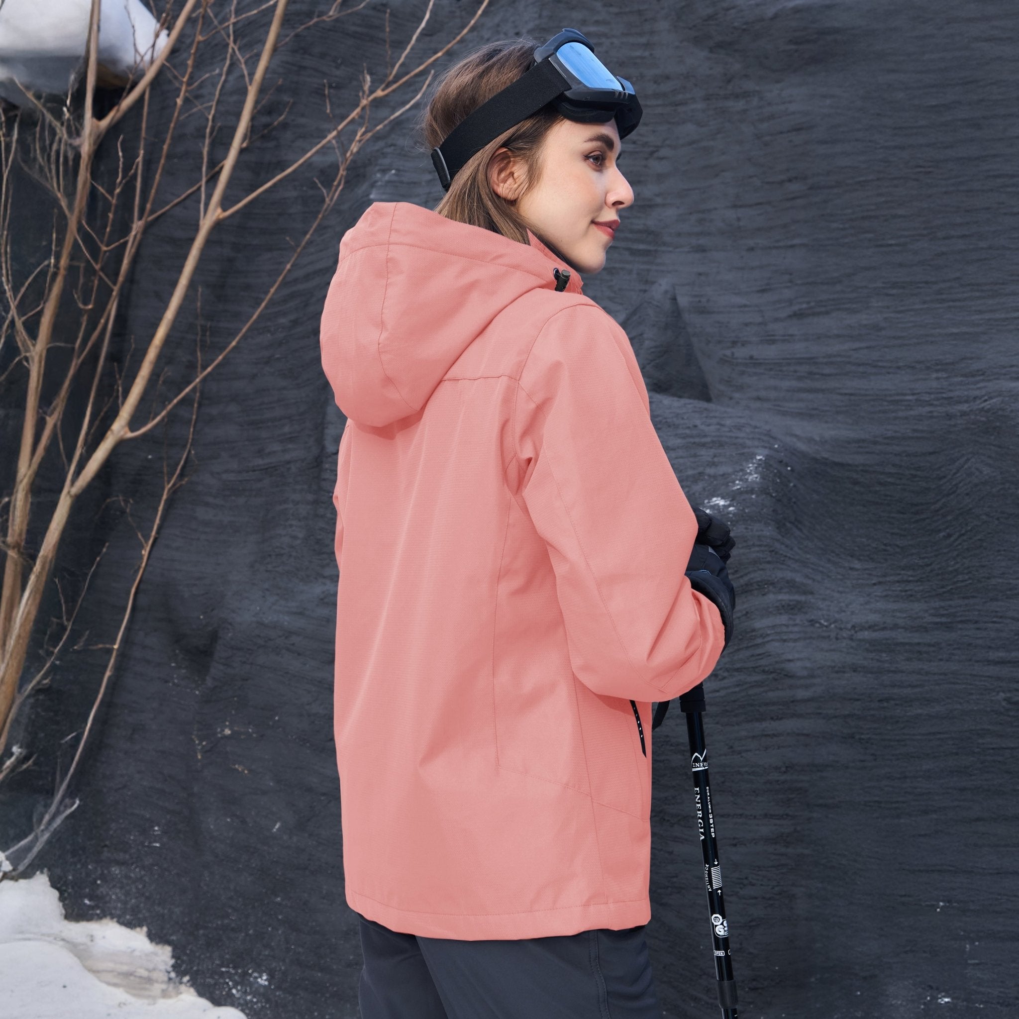 Pink Women's 3 - in - 1 Waterproof Ski Jacket with Fleece Liner - MAGCOMSEN