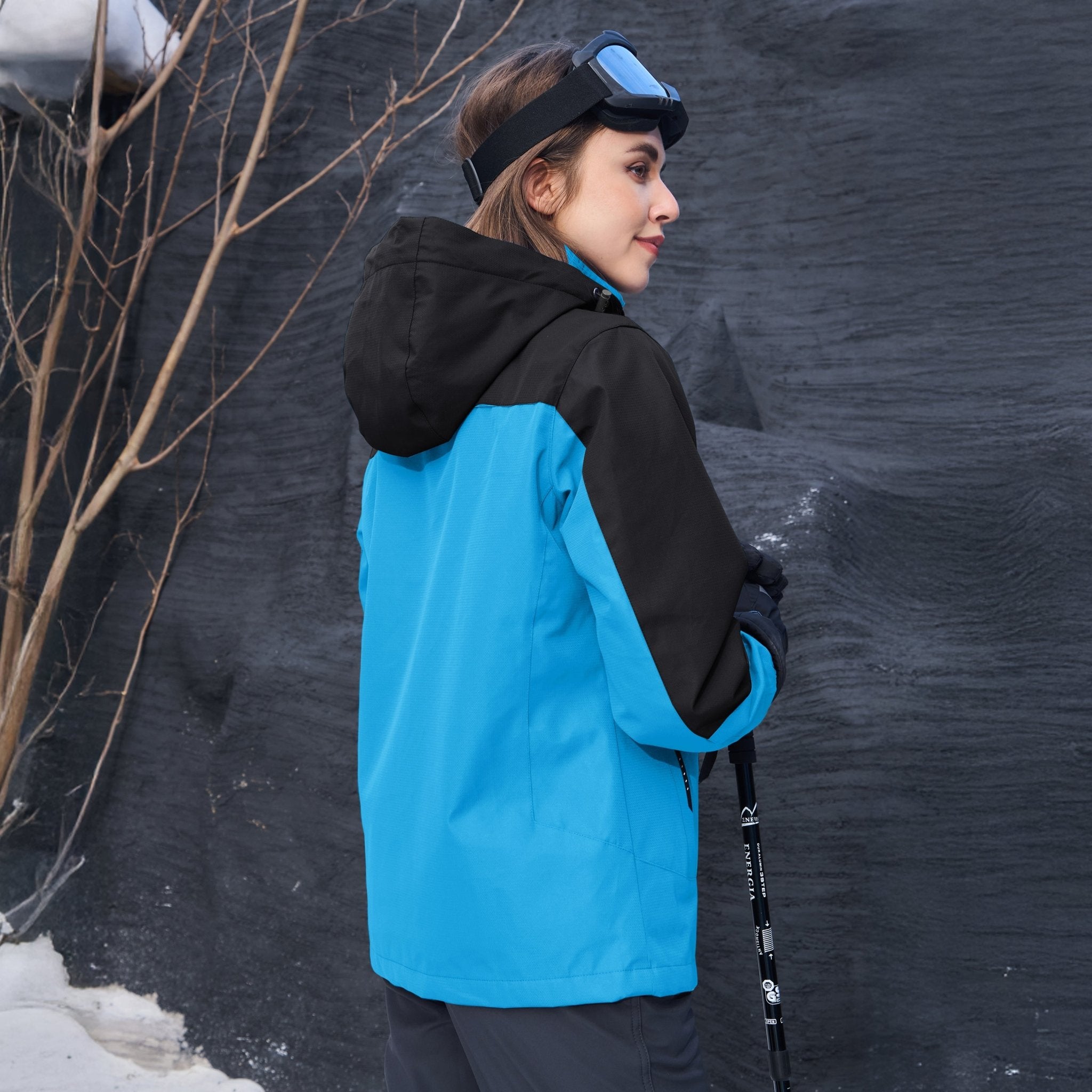 Blue Women's 3 - in - 1 Waterproof Ski Jacket with Fleece Liner - MAGCOMSEN