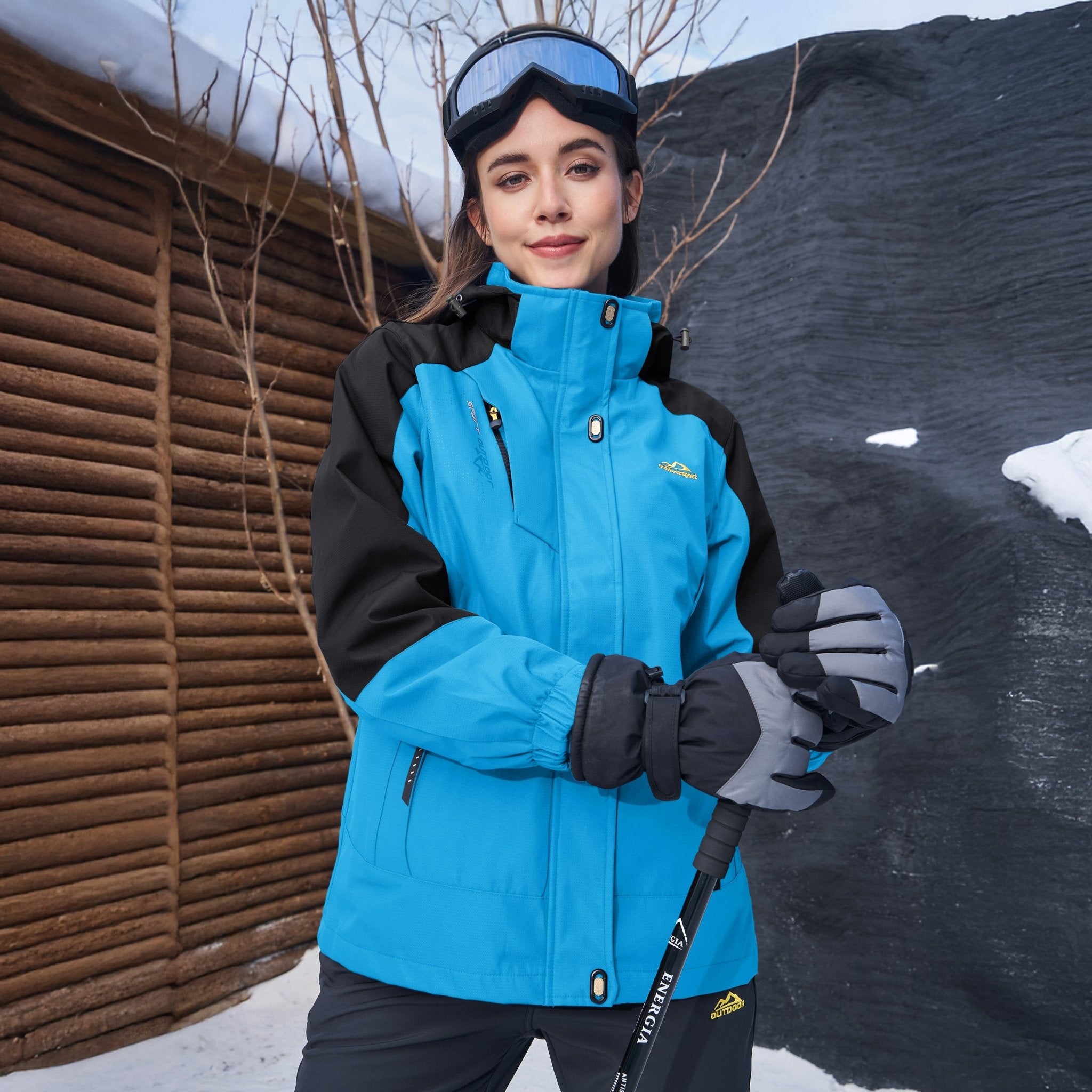 Blue Women's 3 - in - 1 Waterproof Ski Jacket with Fleece Liner - MAGCOMSEN
