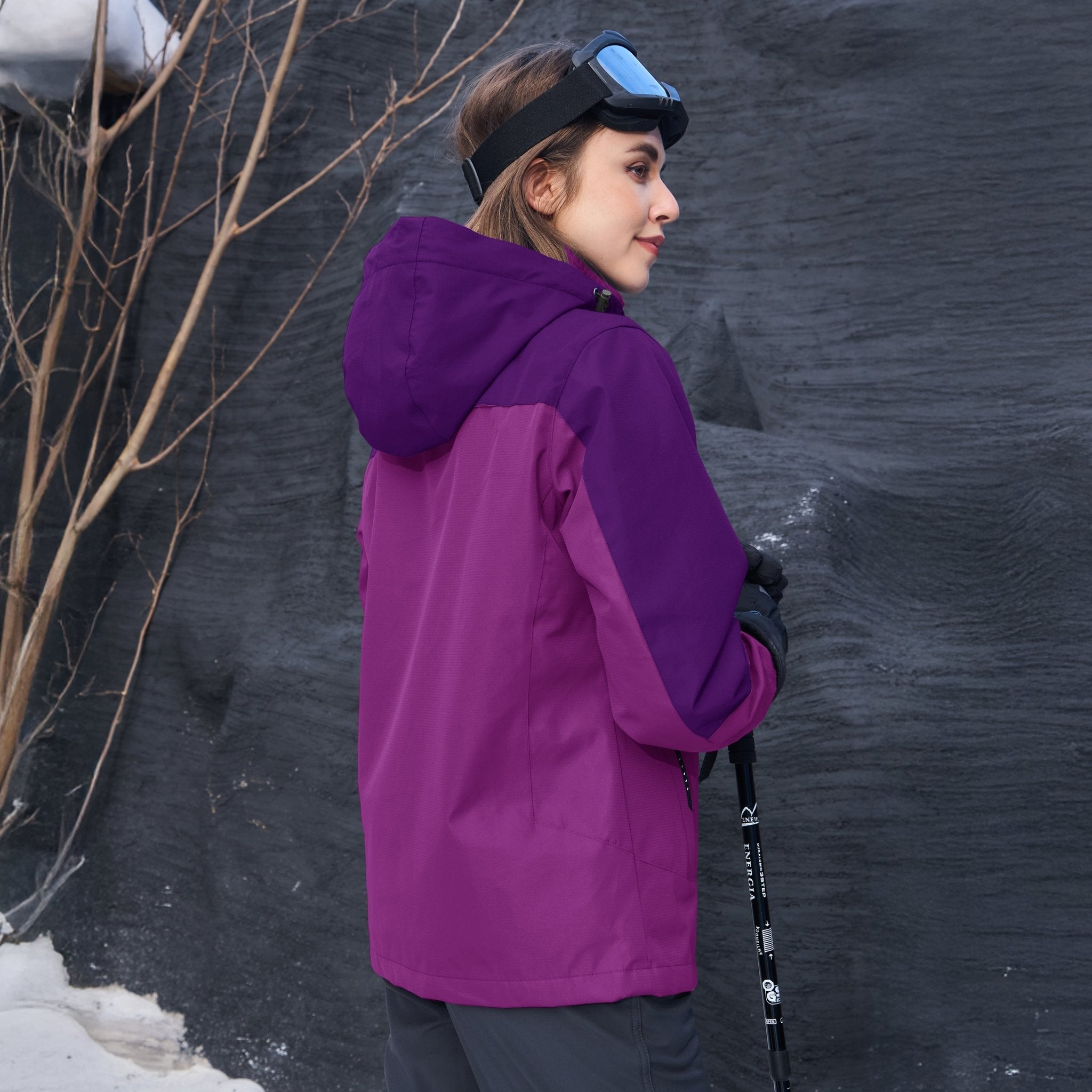 Purple Women's 3 - in - 1 Waterproof Ski Jacket with Fleece Liner - MAGCOMSEN