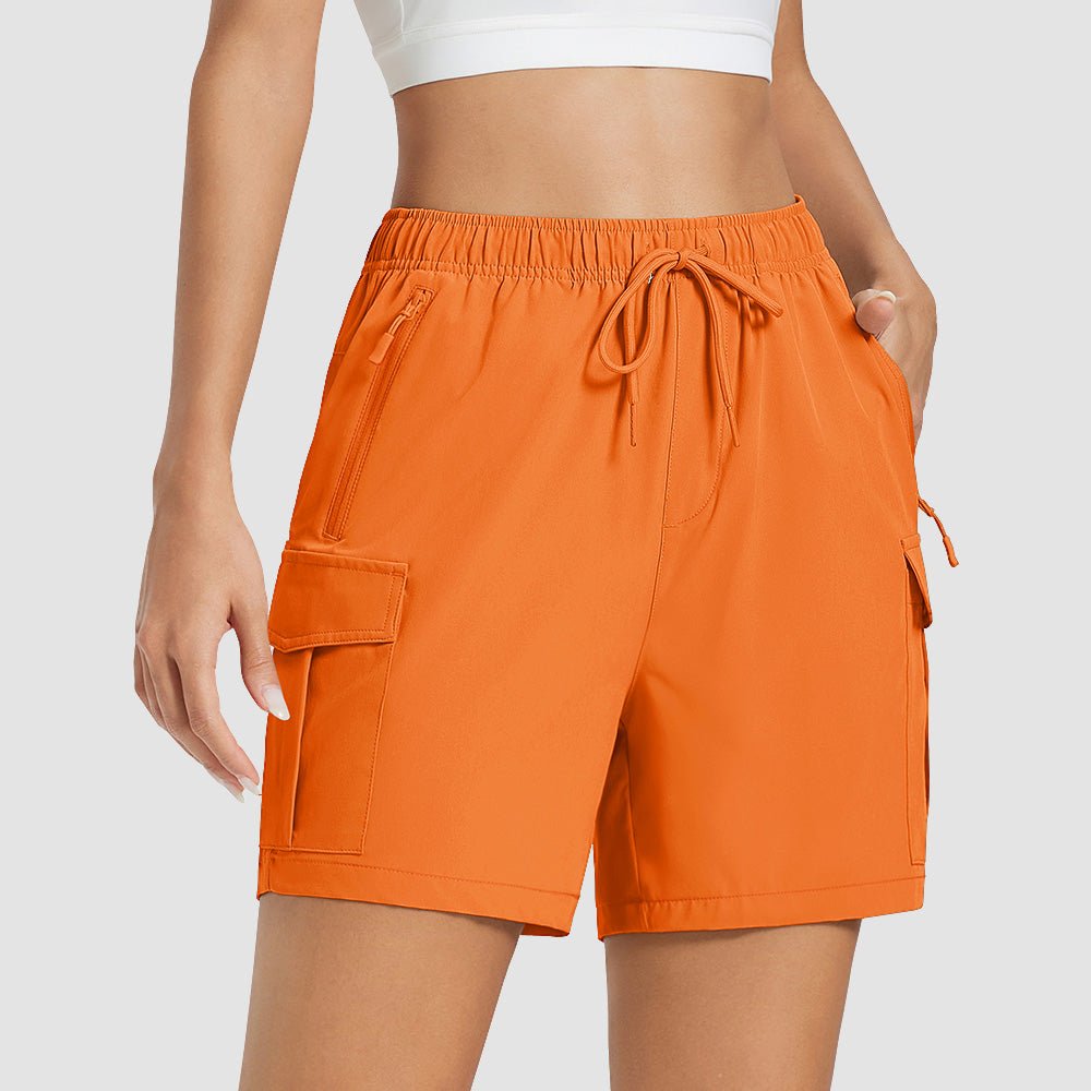 Women's 5 Inch Hiking Cargo Shorts - UPF 50+ Quick Dry Travel & Golf Shorts Orange by MAGCOMSEN