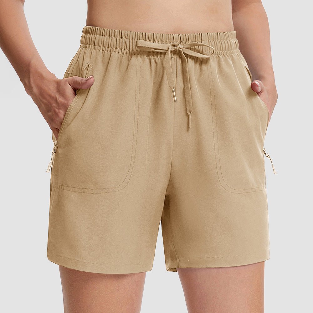 Women's 5 inch Quick Dry Hiking Shorts with Pockets Light Khaki by MAGCOMSEN