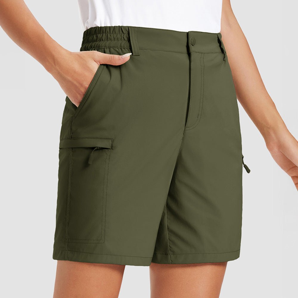 Women's 7 Inseam Quick Dry Hiking Cargo Shorts Army Green by MAGCOMSEN #Color_Army Green