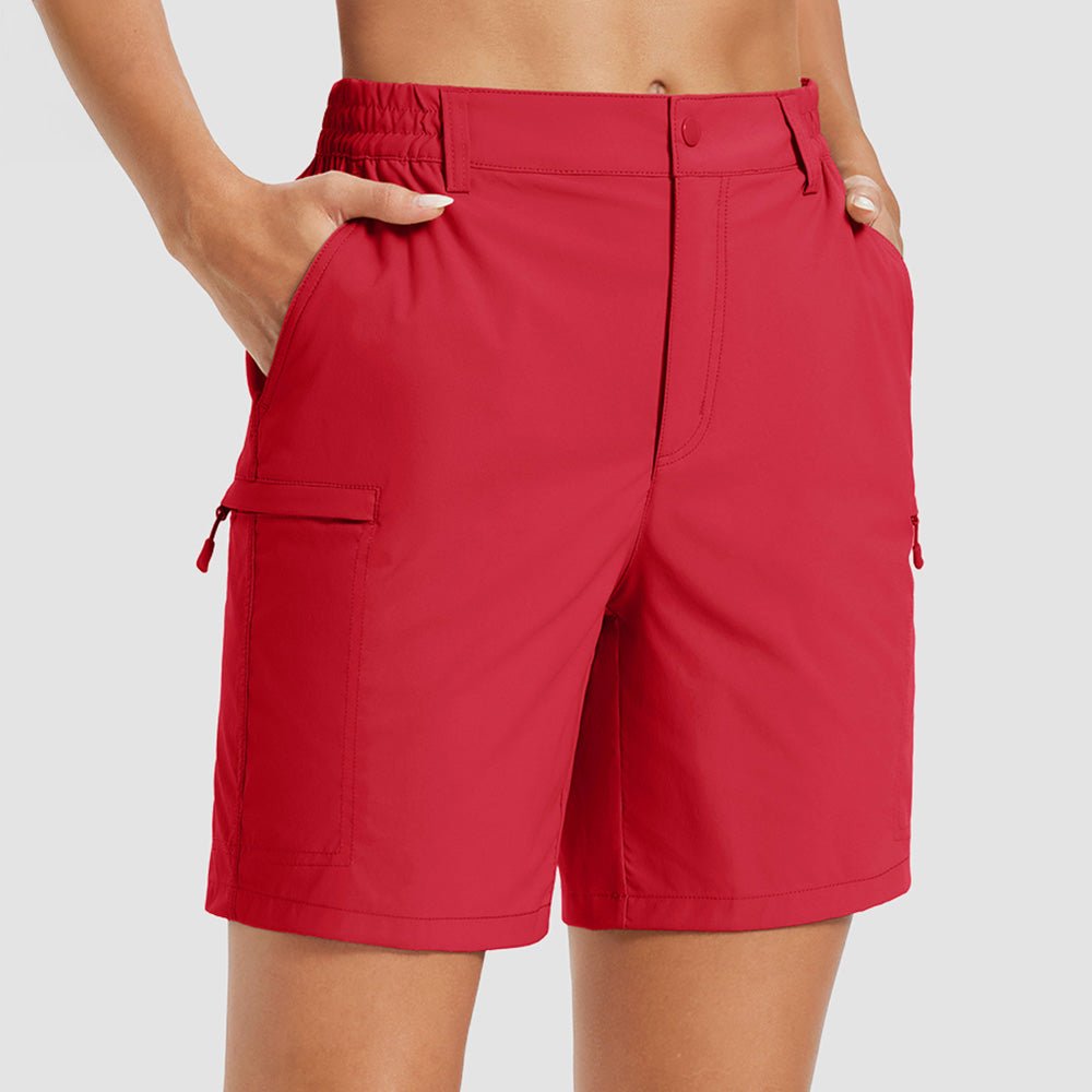 Women's 7 Inseam Quick Dry Hiking Cargo Shorts Red by MAGCOMSEN #Color_Red