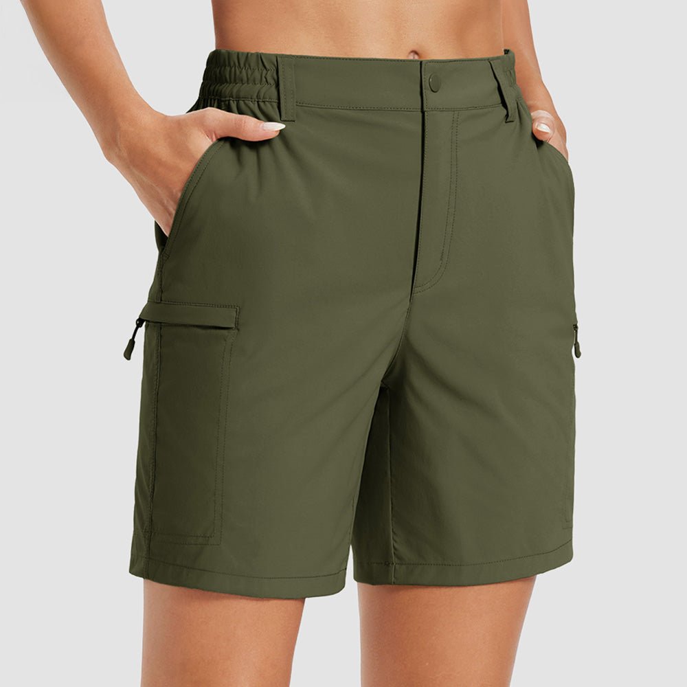 Women's 7 Inseam Quick Dry Hiking Cargo Shorts Army Green by MAGCOMSEN #Color_Army Green