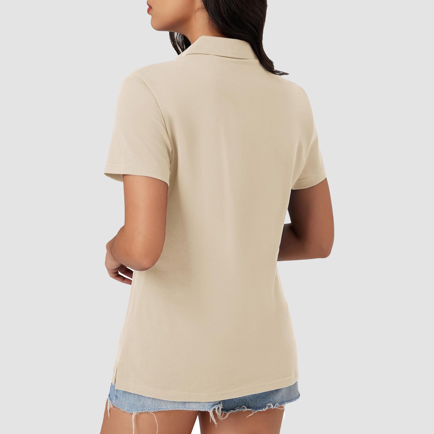 Women's Cotton V - Neck Polo Shirt | Short Sleeve Casual Golf & Work Tee - MAGCOMSEN