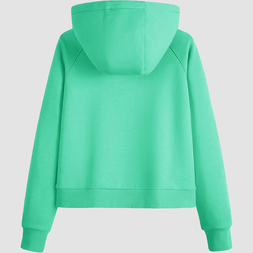 Mint Women's Fleece Hoodie - Half Zip & Kangaroo Pocket - MAGCOMSEN