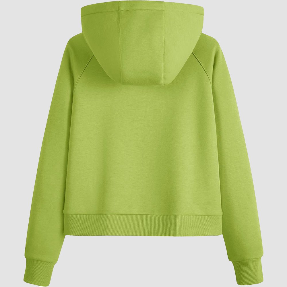 Olive Women's Fleece Hoodie - Half Zip & Kangaroo Pocket - MAGCOMSEN