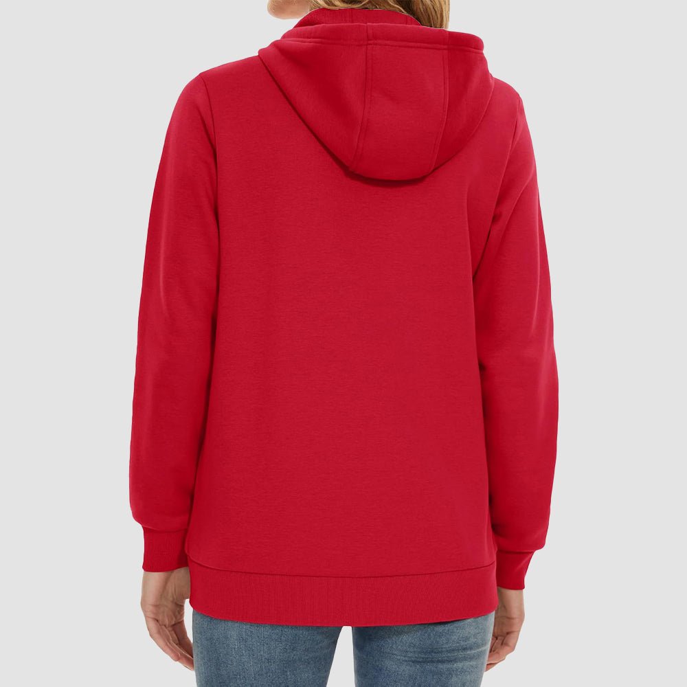 Red Women's Fleece Jacket - Full Zip, Hood & Pockets - MAGCOMSEN