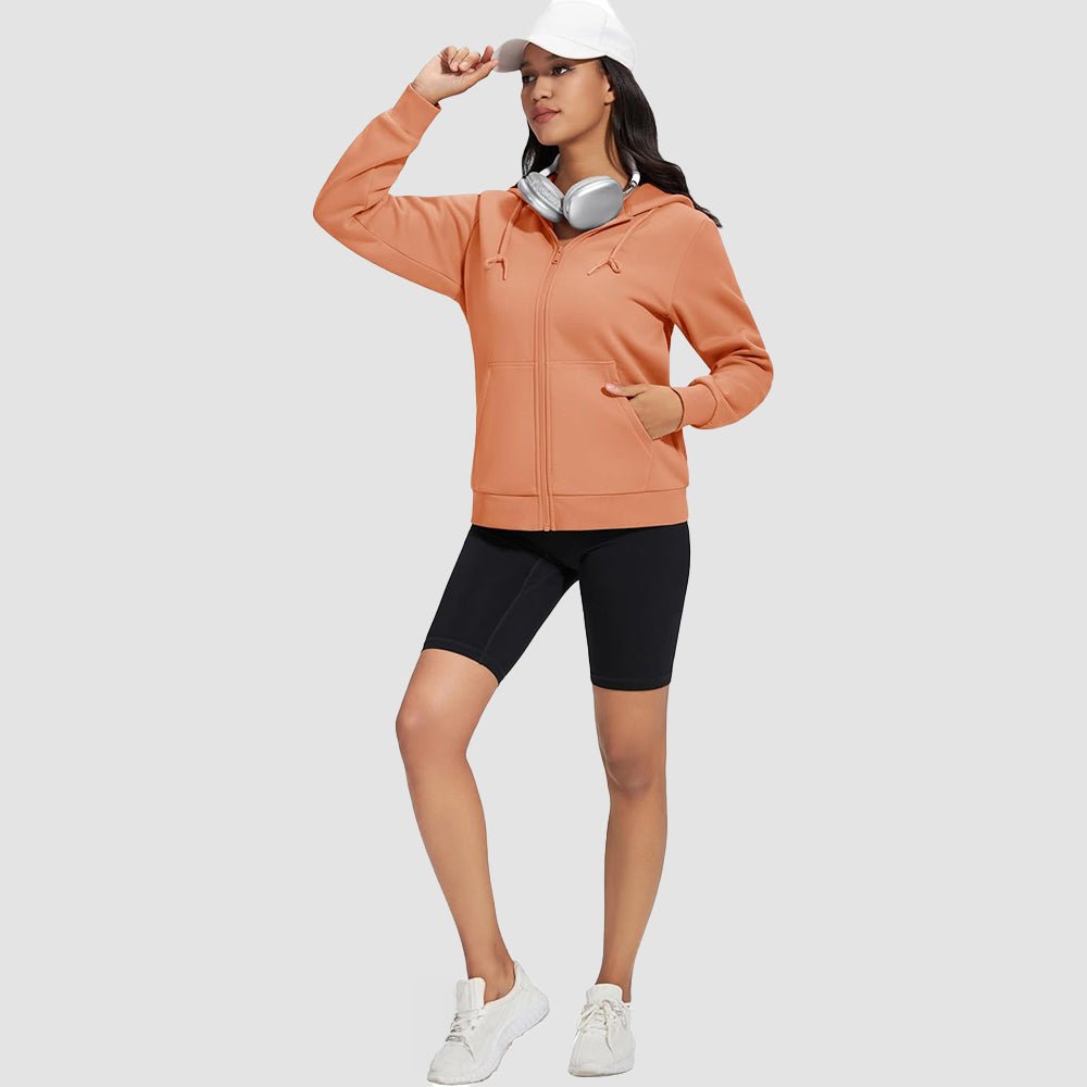 Apricot Women's Fleece Jacket - Full Zip, Hood & Pockets - MAGCOMSEN
