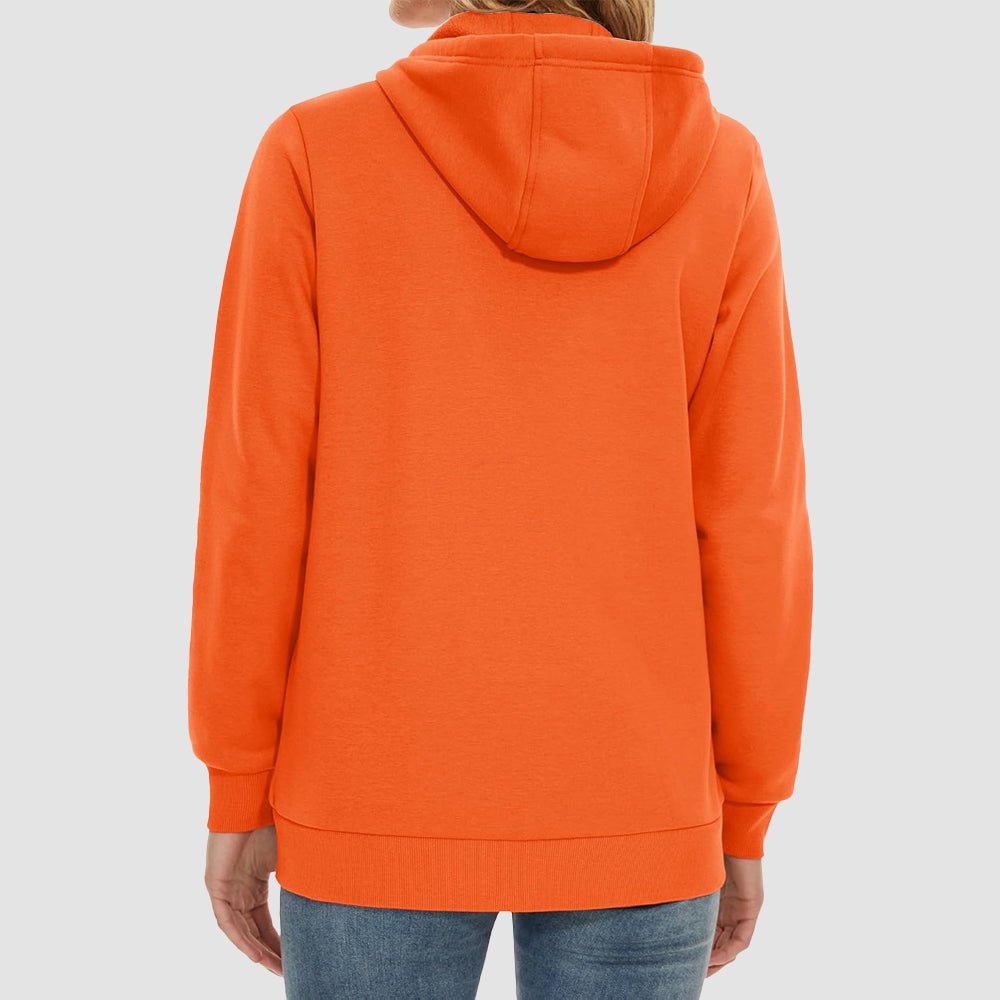 Orange Women's Fleece Jacket - Full Zip, Hood & Pockets - MAGCOMSEN