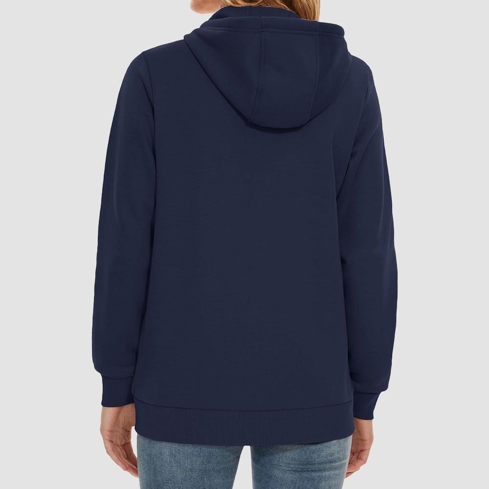 Navy Women's Fleece Jacket - Full Zip, Hood & Pockets - MAGCOMSEN