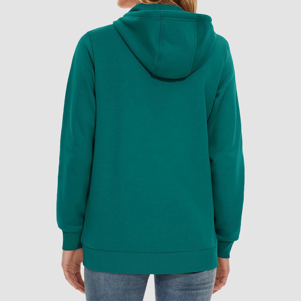 Jade Green Women's Fleece Jacket - Full Zip, Hood & Pockets - MAGCOMSEN
