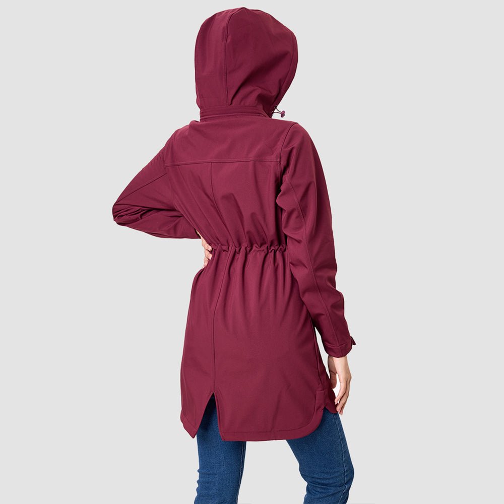 Burgundy Women's Fleece Lined Jacket Hooded Warm Winter Coat - MAGCOMSEN