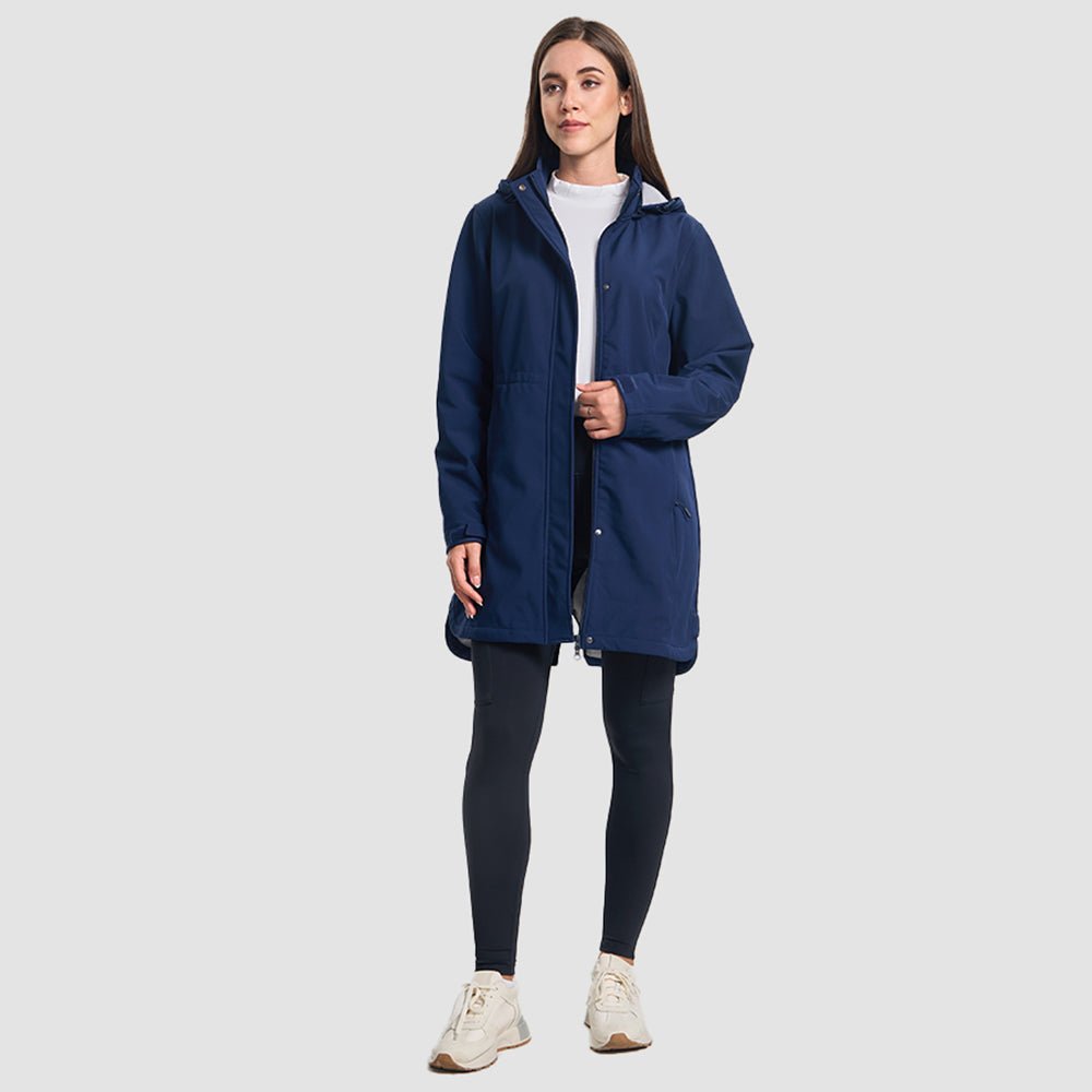 Navy Women's Fleece Lined Jacket Hooded Warm Winter Coat - MAGCOMSEN