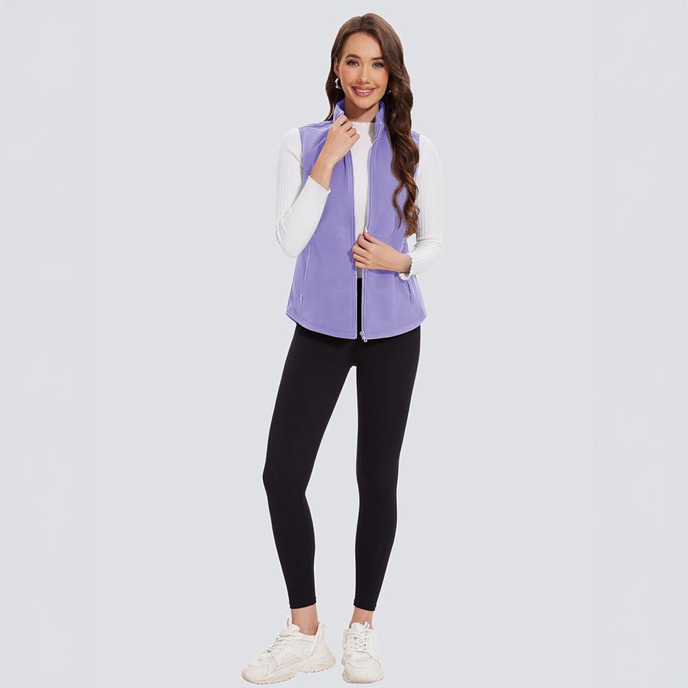 Light Purple Women's Fleece Vest Sleeveless Lightweight Warmth Jackets - MAGCOMSEN