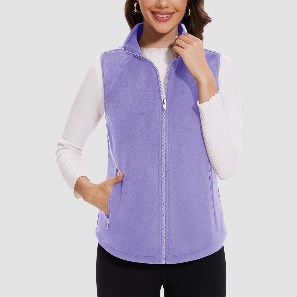 Light Purple Women's Fleece Vest Sleeveless Lightweight Warmth Jackets - MAGCOMSEN